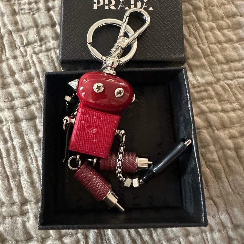 Prada Red Robot Charm Keychain